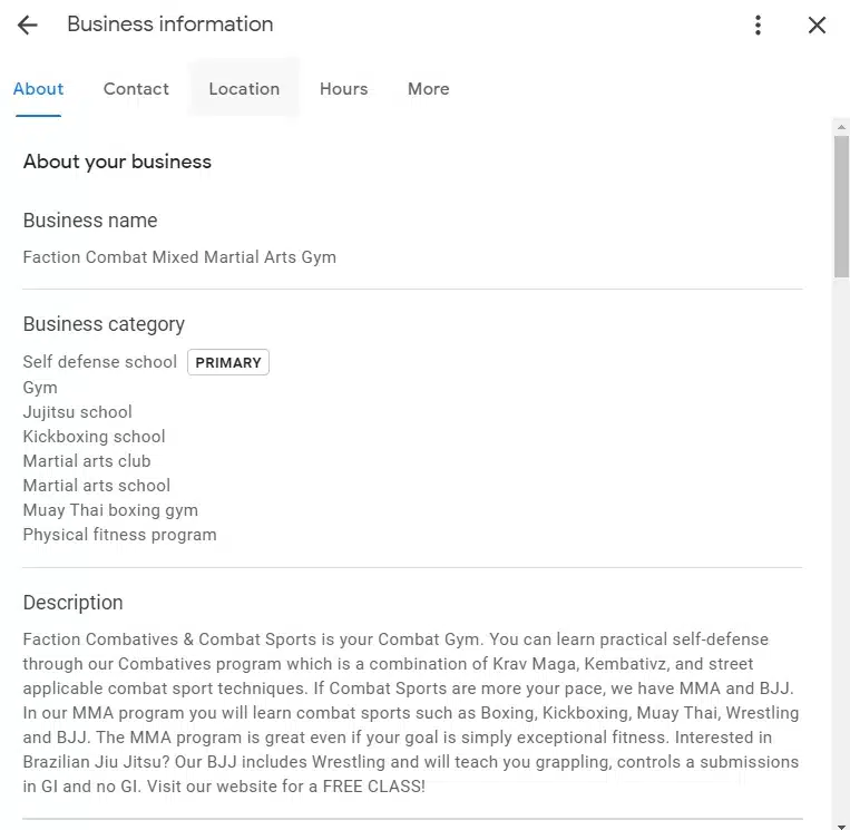 Optimized Google Business Profile Categories & Description